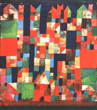 City Picture with Red and G Paul Klee Oil Paintings